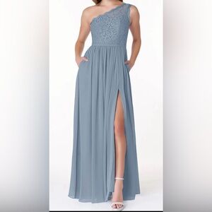 Azazie Dusty Blue Maxi Skirt with High Side Slit